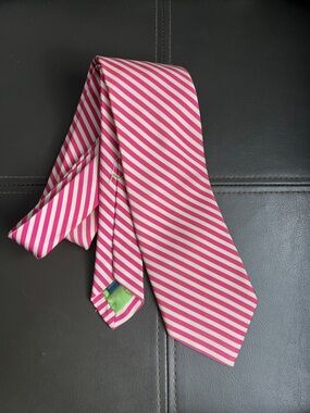 Lilly Pulitzer Pink and White Striped Silk Neck Tie